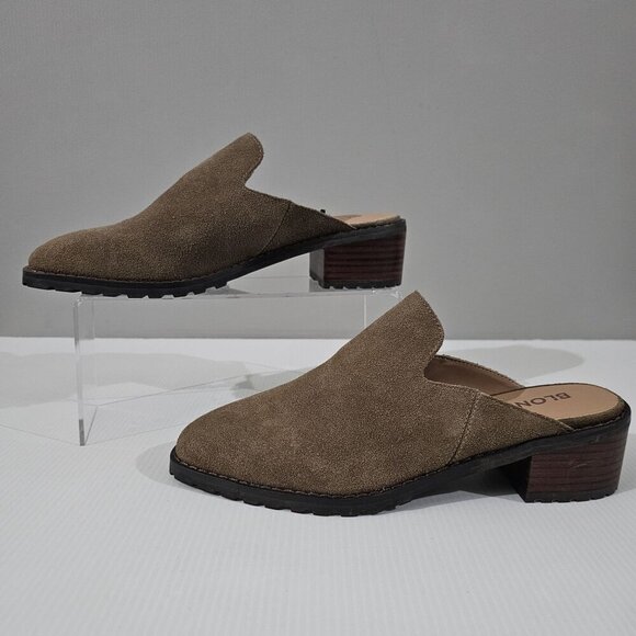 NEW Blondo Sienna Slip On Mule Size 7.5 Dark Taupe Suede Water Resistant Neutral - Picture 2 of 12